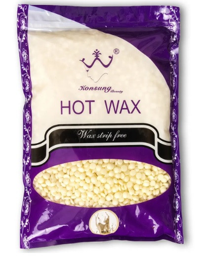 Віск для депіляції в гранулах 500г "Konsung Hot Wax" Молочний ( плівковий віск ), фото 1