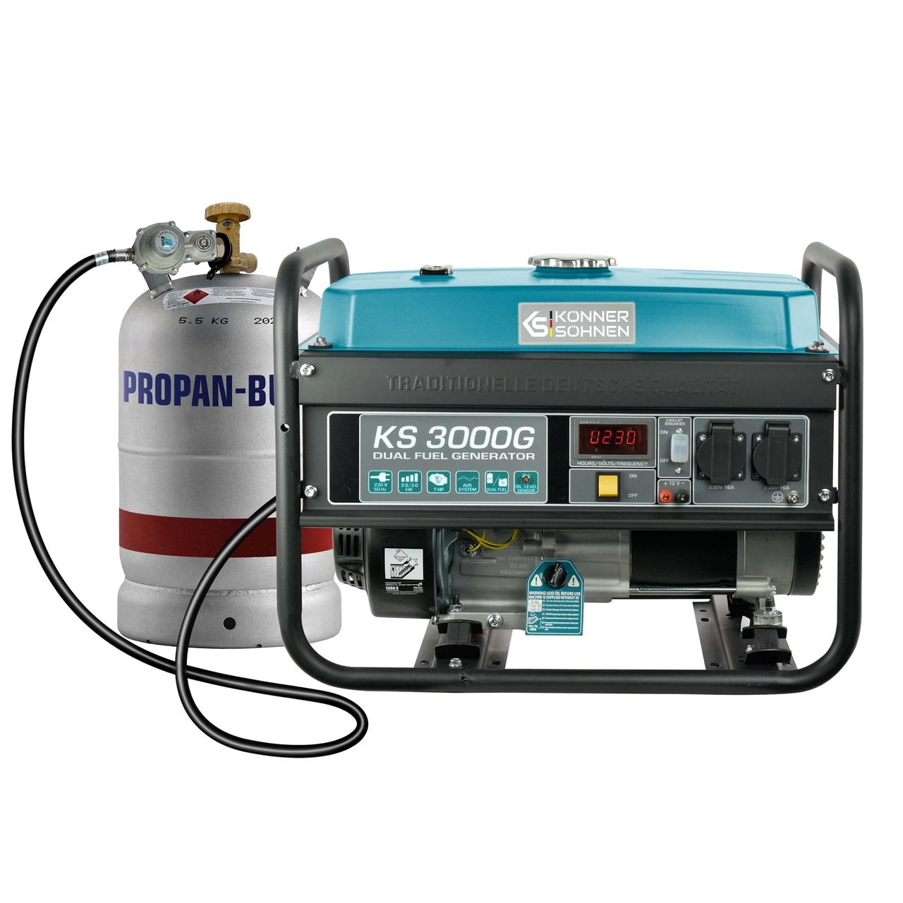 Könner & Söhnen Генератор газово-бензиновий KS 3000G, 230В, 3.0кВт, ручний запуск, 45.4кг