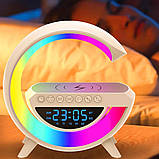 Нічник G-Smart BT-3401: Колонка Bluetooth, Бездротова Зарядка, Годинник + Будильник, Радіо, фото 6
