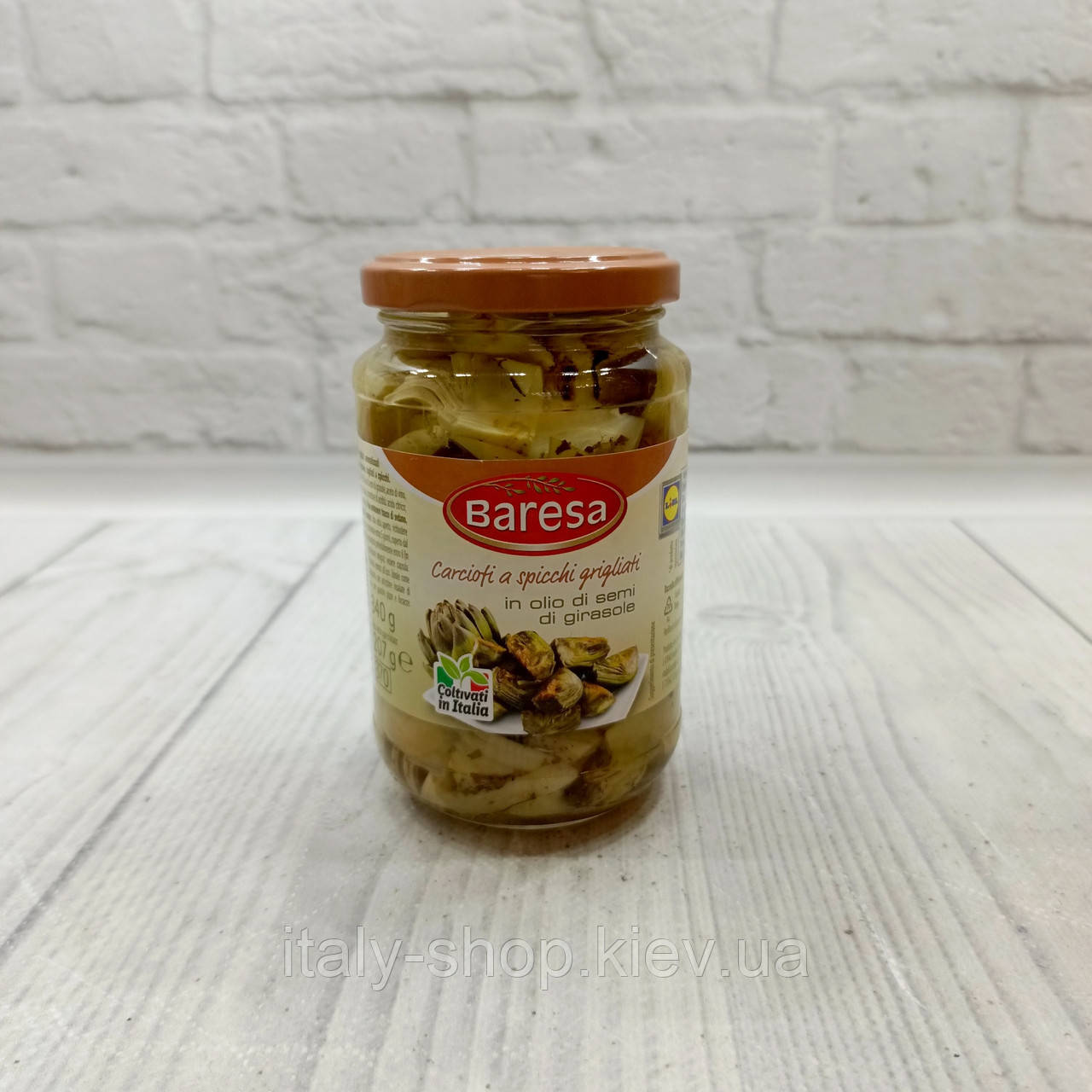 Консервовані артишоки грильу соняшниковій олії з винним оцтом шматочками 340 г, Італія, фото 1
