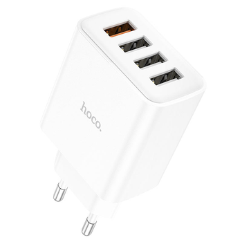 Мережевий зарядний пристрій Hoco C102A Fuerza QC3.0 four-port charger(EU) White