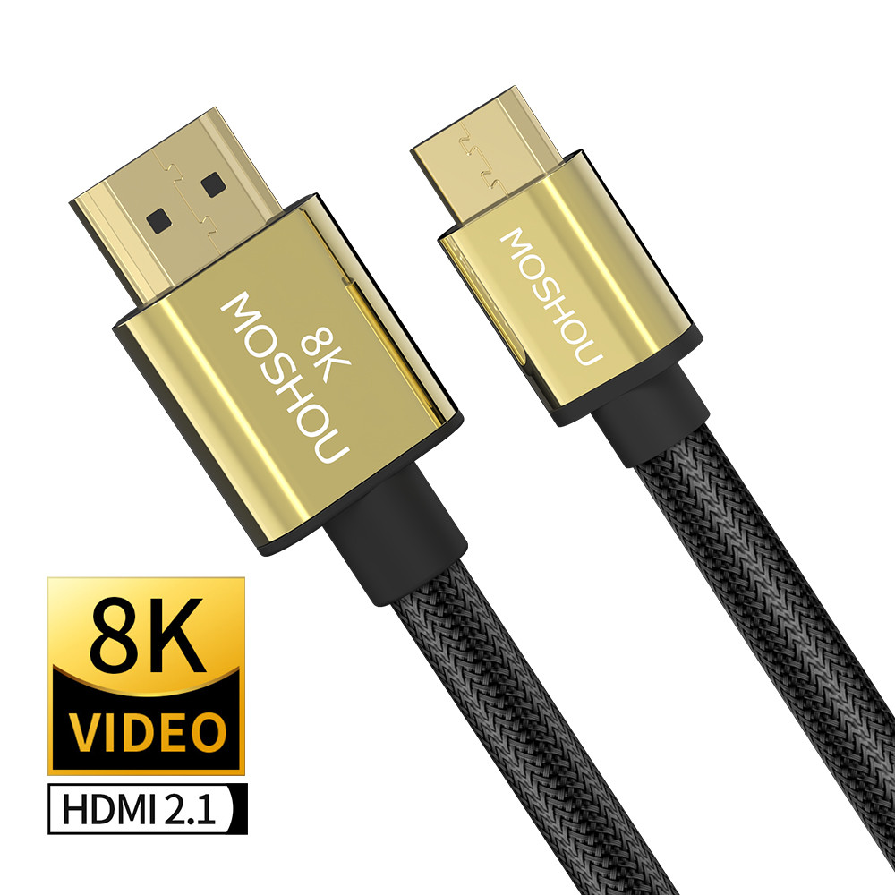 Кабель MOSHOU Mini HDMI — HDMI Cable HD 8K 60 Hz 4K 120 Hz двоспрямований кабель HDMI 1 м Black (HD-046-1M), фото 1