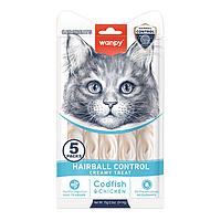 Wanpy Functional Creamy Lickable Treat Hairball Control ВАНПІ ВИВЕДЕННЯ ШЕРСТІ рідкі ласощі для котів - 5 стіків по 14 г