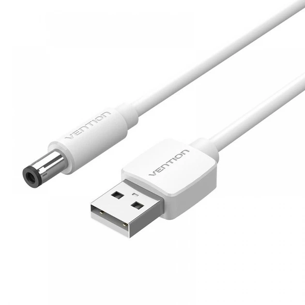Кабель живлення Vention USB DC to 5.5 мм кабель для вентиляторів роутерів жорстких дисків 1.5 м White (CEYWG), фото 1