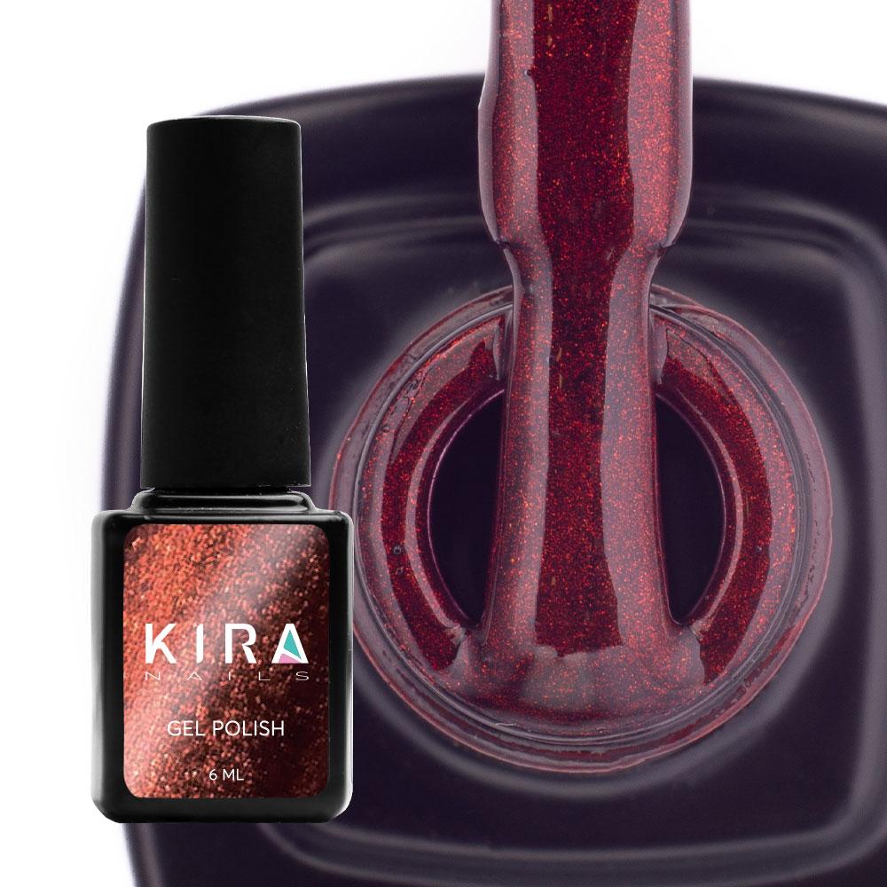Гель-лак Kira Nails Cat eyes №004, 6 мл (бордово-коричневий)