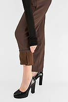 Жіночі зимові штани з полірованого велюру Штани на хутряній підкладці M-2XL Коричневий колір, фото 3