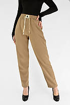 Жіночі зимові штани з полірованого велюру Штани на хутряній підкладці M-2XL Бежевий колір, фото 5