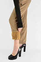 Жіночі зимові штани з полірованого велюру Штани на хутряній підкладці M-2XL Бежевий колір, фото 3