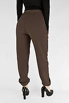 Жіночі зимові штани з полірованого велюру Штани на хутрі під манжет M-2XL Коричневий колір, фото 4