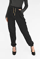 Жіночі зимові штани з полірованого велюру Штани на хутрі під манжет M-2XL Чорний колір, фото 4