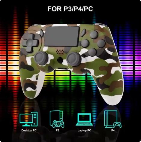 Бездротовий джойстик PS4 gamepad GAMINJA P47 ігровий універсальний геймпад PS4 PS3 ПК ноутбуків Геймпад bluetooth Зелений камуфляж