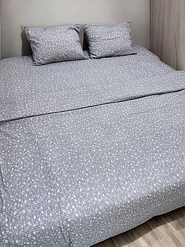 Постільна білизна Королева Ночі (Жатка Premium) | Полуторний комплект | 50х70 | Квітковий візерунок на сірому