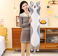 М'яка Іграшка Собака Батон 110 см, плюшева дитяча іграшка подушка Собака Батон довга, Сірий