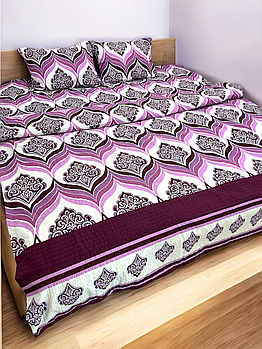 Постільна білизна Королева Ночі (Жатка Premium) | Полуторний комплект | 50х70 | Фіолетовий орнамент