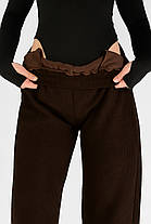 Жіночі зимові штани в рубчик (вельвет) Штани на хутрі прямі донизу M-2XL Темно-коричневий колір, фото 2