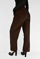 Жіночі зимові штани в рубчик (вельвет) Штани на хутрі прямі донизу M-2XL Темно-коричневий колір, фото 3
