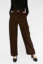 Жіночі зимові штани в рубчик (вельвет) Штани на хутрі прямі донизу M-2XL Темно-коричневий колір, фото 5
