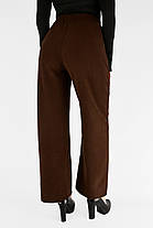 Жіночі зимові штани в рубчик (вельвет) Штани на хутрі прямі донизу M-2XL Темно-коричневий колір, фото 4