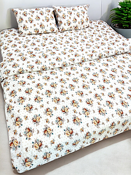 Постільна білизна Королева Ночі (Жатка Premium) | Полуторний комплект | 50х70 | Квіти, метелики на білому