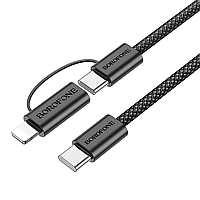 Кабель Borofone BX104 Primo 60W two-in-one charging data cable Type-C to Type-C/Lightning black