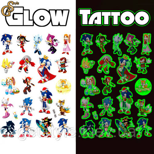 Світні татуювання Сонік Sonic Heroes Tattoo Set