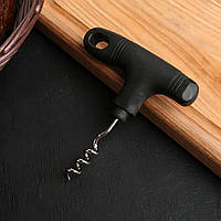 Штопор механічний гвинтовий металевий для відкривання пляшок вина з пластиковою ручкою