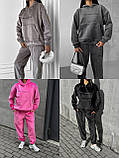 Чорний теплий жіночий спортивний костюм із капюшоном із двостороннього велюру, фото 9