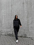 Чорний теплий жіночий спортивний костюм із капюшоном із двостороннього велюру, фото 5