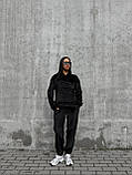 Чорний теплий жіночий спортивний костюм із капюшоном із двостороннього велюру, фото 4