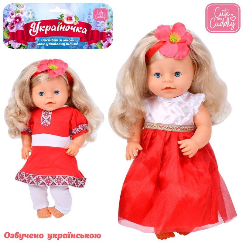 Кукла M 5997 I UA Україночка, 39 см, п'єп-пісьми, музика (українська), 2 пісні, 2 різновиди, на батарейках, фото 1