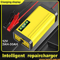 Зарядний пристрій 12В для автомобільних мотоциклетних акумуляторів свинцево-кислотних AGM VRLA гелевих з LCD дисплеєм 12V
