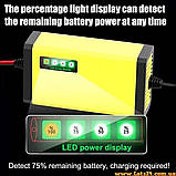 Зарядний пристрій 12В для автомобільних мотоциклетних акумуляторів свинцево-кислотних AGM VRLA гелевих з LCD дисплеєм 12V, фото 4