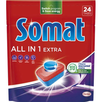 Таблетки для посудомийних машин Somat All in 1 Extra 24 шт. (9000101809466), фото 1