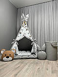 Вігвам для дітей Ведмежа на хмаринці 1 БОНБОН з Кошиком Повний комплект, вігвам для хлопчика, дитяча палатка, вігвам для дівчинки, фото 4