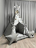 Вігвам для дітей Ведмежа на хмаринці 4 БОНБОН з Кошиком Повний комплект, вігвам для хлопчика, дитяча палатка, вігвам для дівчинки, фото 6