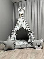 Вігвам для дітей Ведмежа на хмаринці 4 БОНБОН Повний комплект, вігвам для хлопчика, дитяча палатка, вігвам для дівчинки, вігвам
