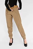 Жіночі зимові штани з полірованого велюру Штани на хутрі під манжет M-2XL Бежевий колір, фото 4