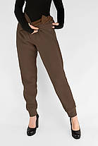 Жіночі зимові штани з полірованого велюру Штани на хутрі під манжет M-2XL Коричневий колір, фото 3