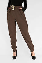 Жіночі зимові штани з полірованого велюру Штани на хутрі під манжет M-2XL Коричневий колір, фото 2