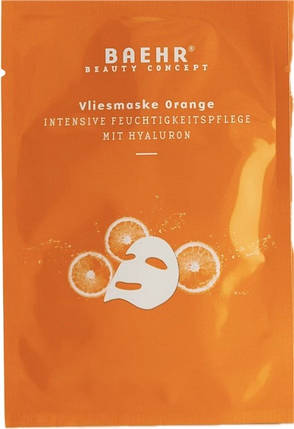 Цитрусова тканева маска для інтенсивного зволоження обличчя Baehr Vliesmaske Orange, 1 шт, фото 1