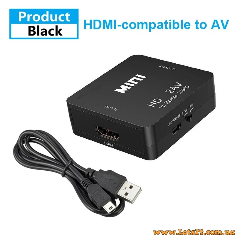 Перехідник HDMI в AV RCA адаптер для підключення ноутбуків ігрових приставок до старих телевізорів проекторів підтримка 1080p
