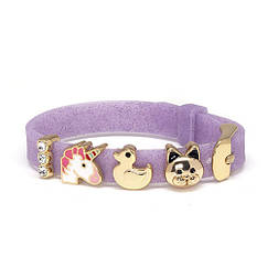 Браслет Biojoux BJB010 Kids Silicon Glitter Dark Violet 4 GP Charms 15 см Фіолетовий, 7668356 — 364
