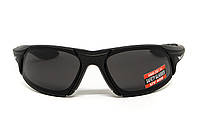 Окуляри захисні Global Vision Code-8 (smoke), сірі в чорній матовій оправі, фото 2