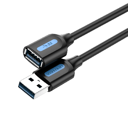 Подовжувач USB-USB 3.0 Vention F/M PVC Round 5 Gbps 5 m Black (CBHBJ), фото 1