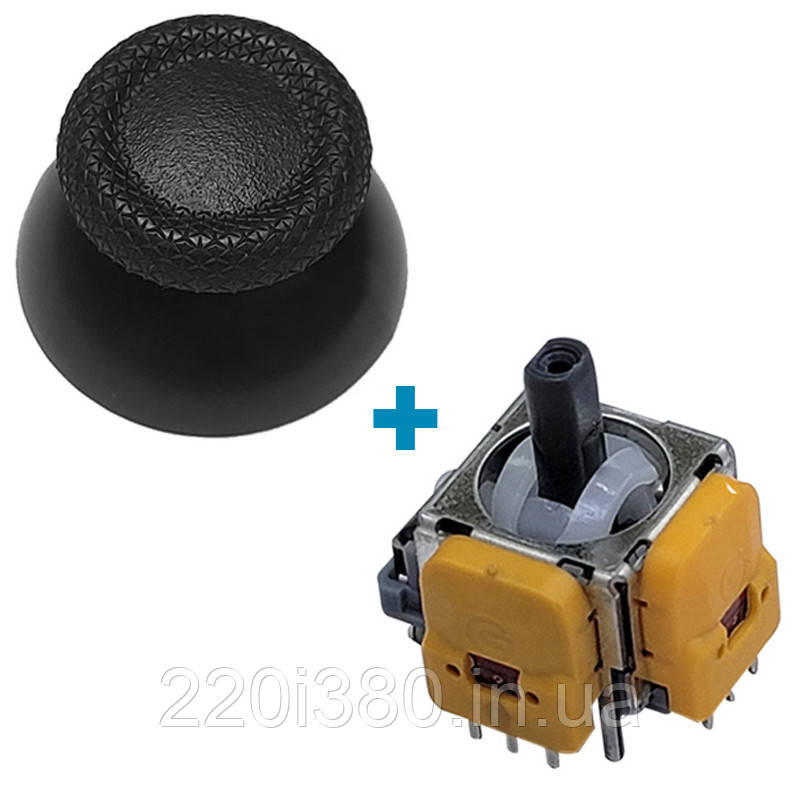 3D механізм PS5 Dualsense із датчиком холу 1 шт + стік V1 чорний 1 шт
