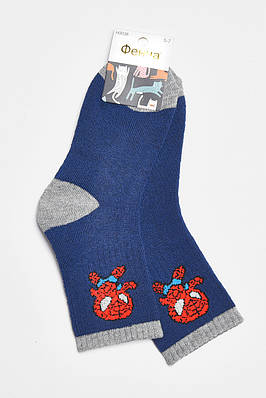 Шкарпетки дитячі махрові для хлопчика темно-синього кольору р.5-7 189472T Безкоштовна доставка