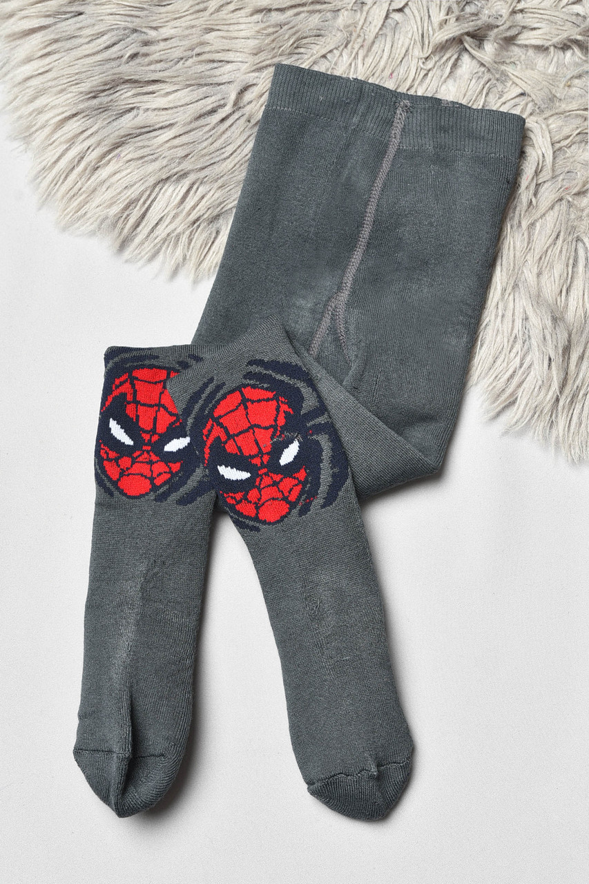 Колготи дитячі махрові для хлопчика темно-сірого кольору з малюнком р.116-128 191670P, фото 1