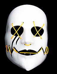 Маска біла з жовтим підсвічуванням маска на хелловін