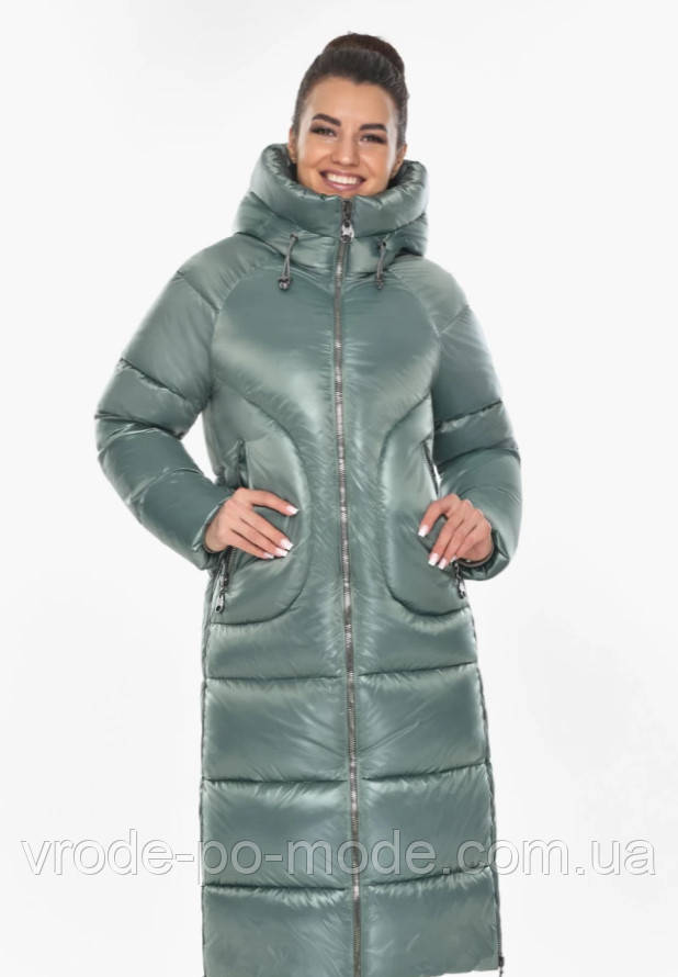 Жіночий пуховик на блискавці теплий довгий, куртка зимова нижче коліна з капюшоном і кишенями, до -30°C