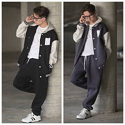 Підлітковий теплий спортивний костюм оверсайз зі щільним начосом, розміри на зріст 146 — 170